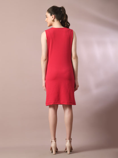 Women's  Pink Solid Cowl Neck Bodycon Party Dress