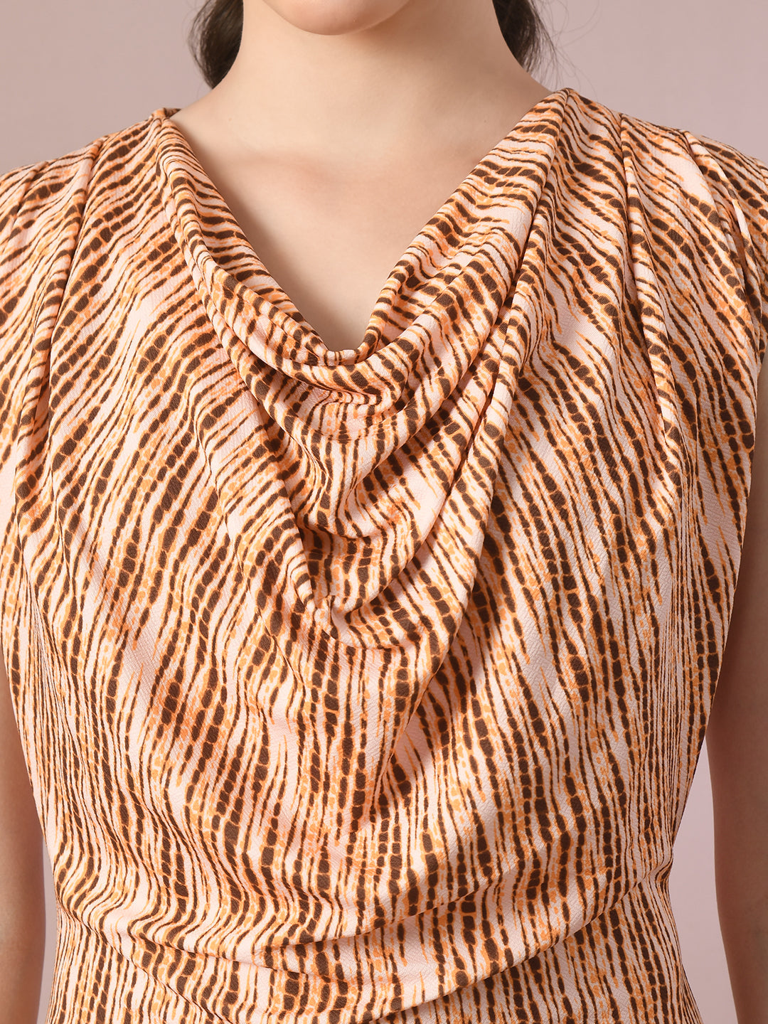 Women's  Multi Printed Cowl Neck Bodycon Party Dress
