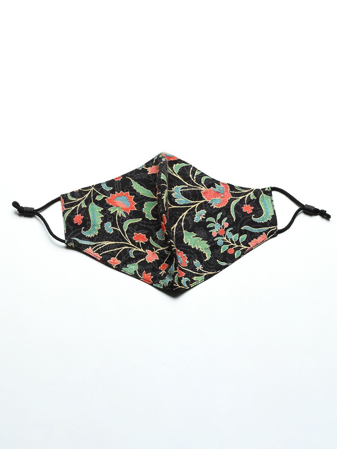 Women's Floral Print Tunic Sharara Set With Mask