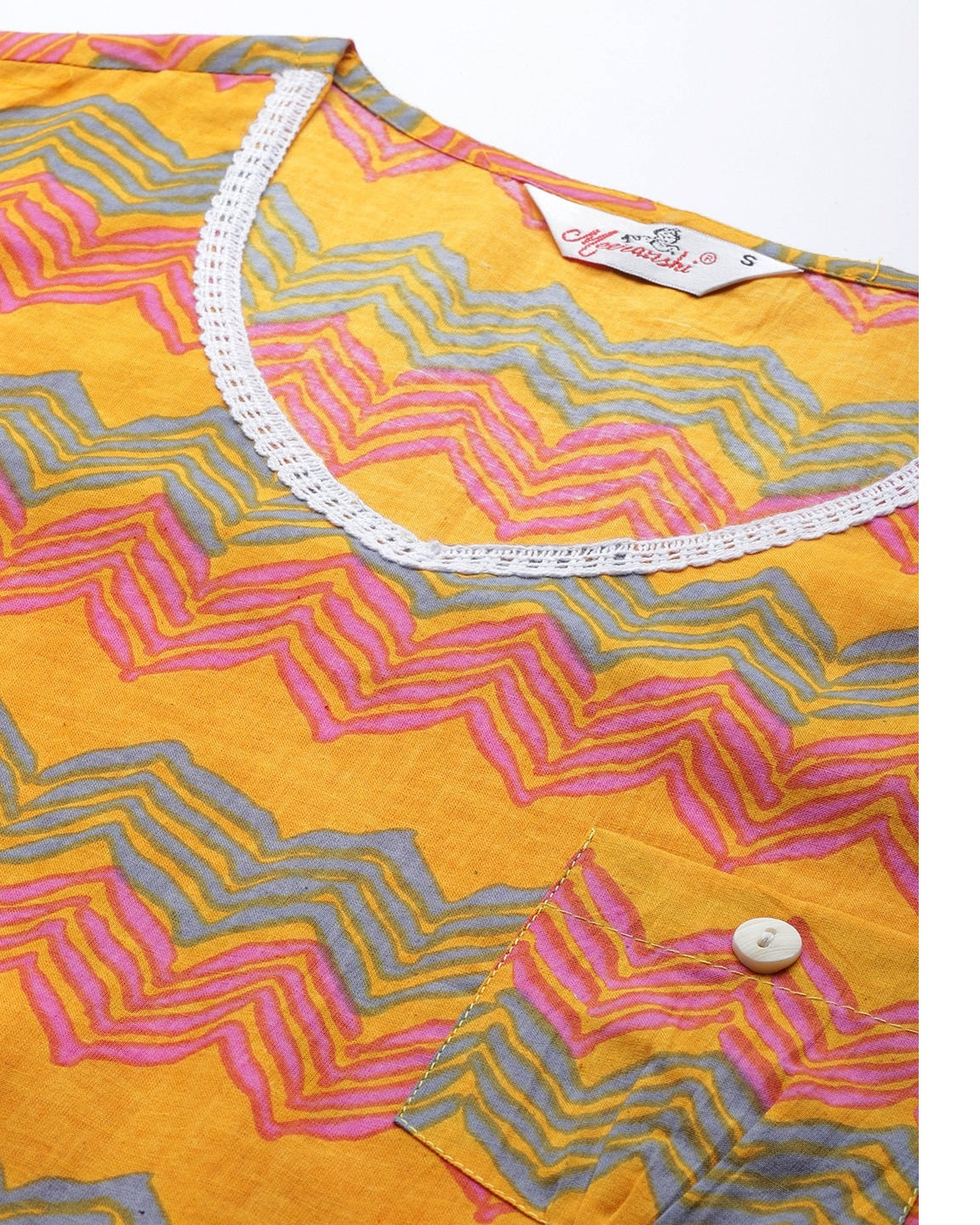 Women's Mustard Yellow & Pink Printed Night Suit