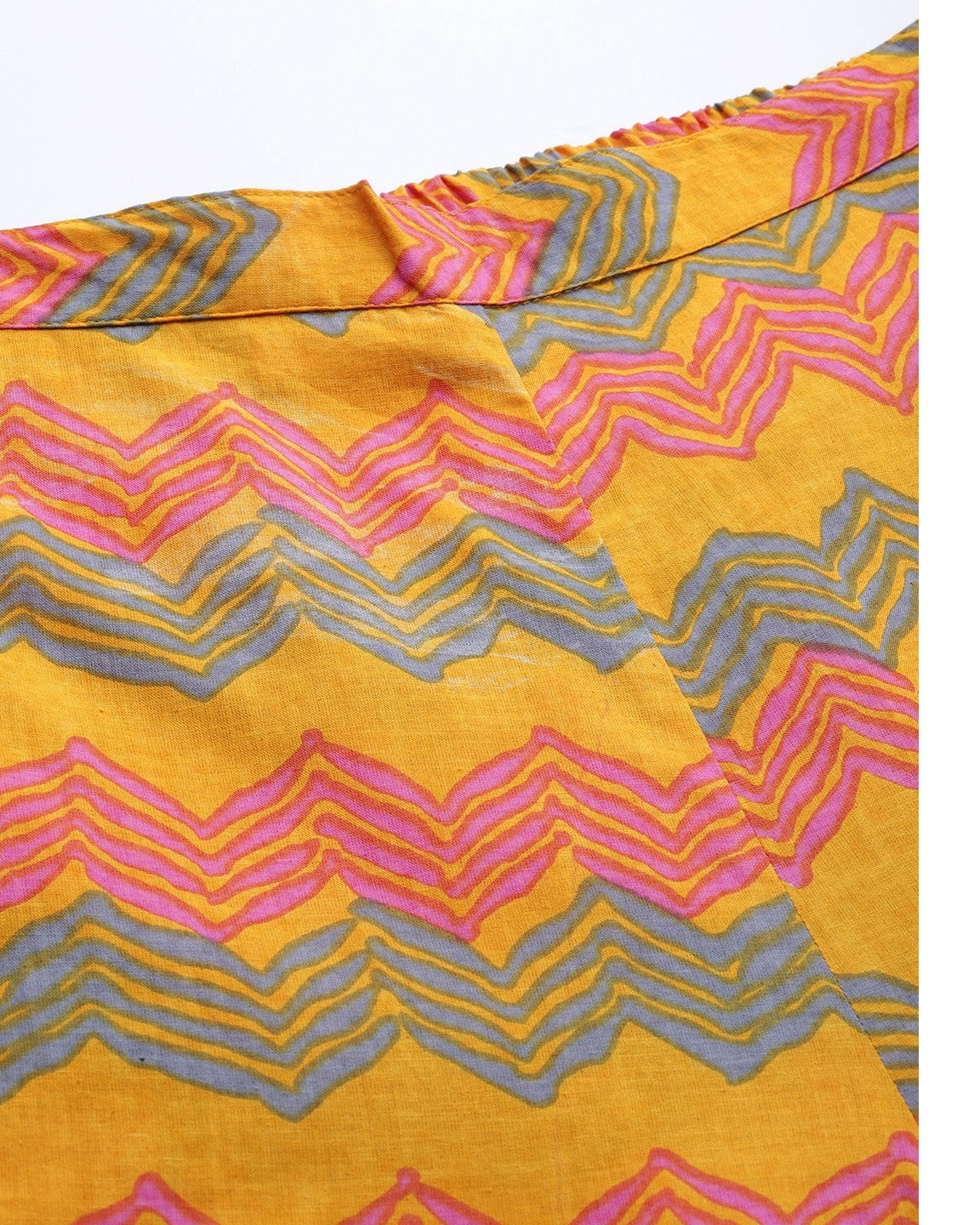 Women's Mustard Yellow & Pink Printed Night Suit