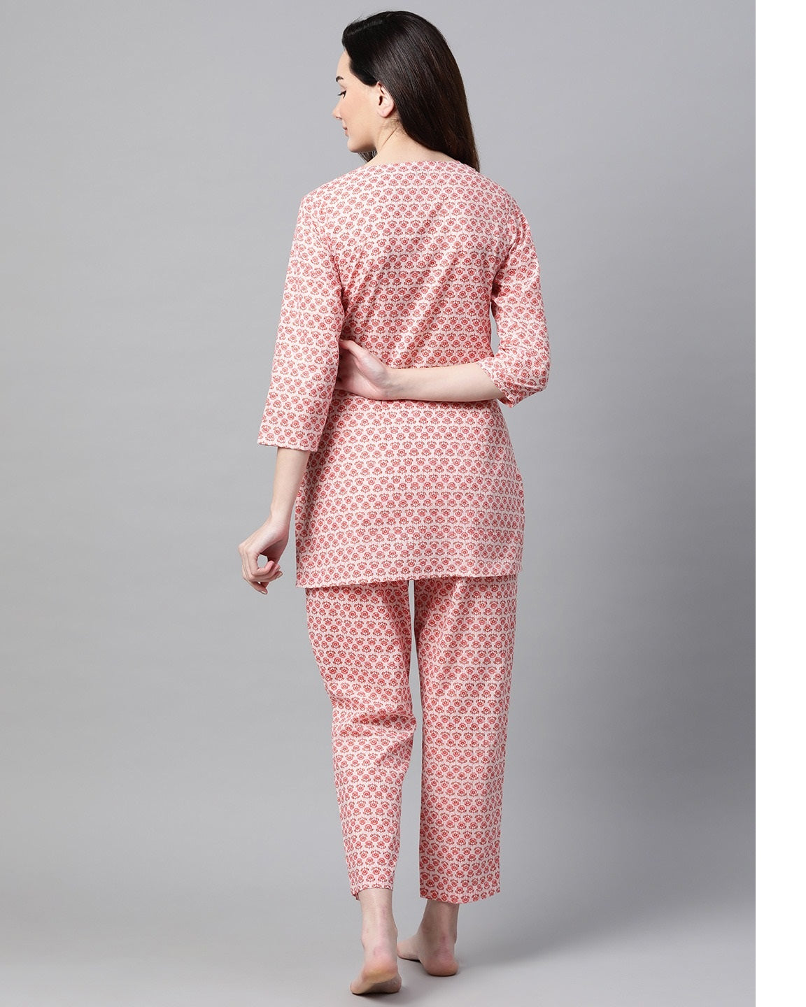 Women's Pink Floral Printed Night Suit