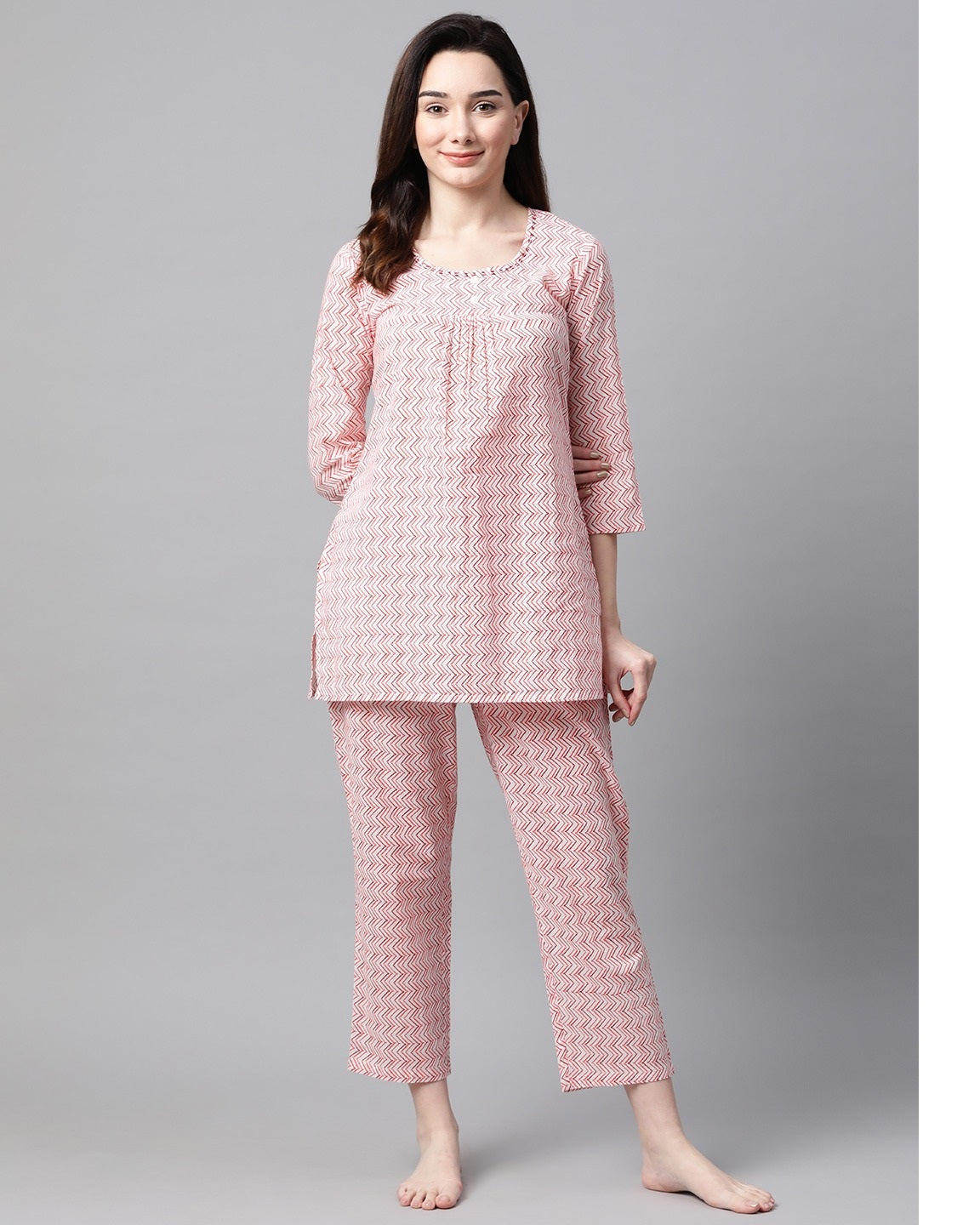Women's Pink Printed Night Suit