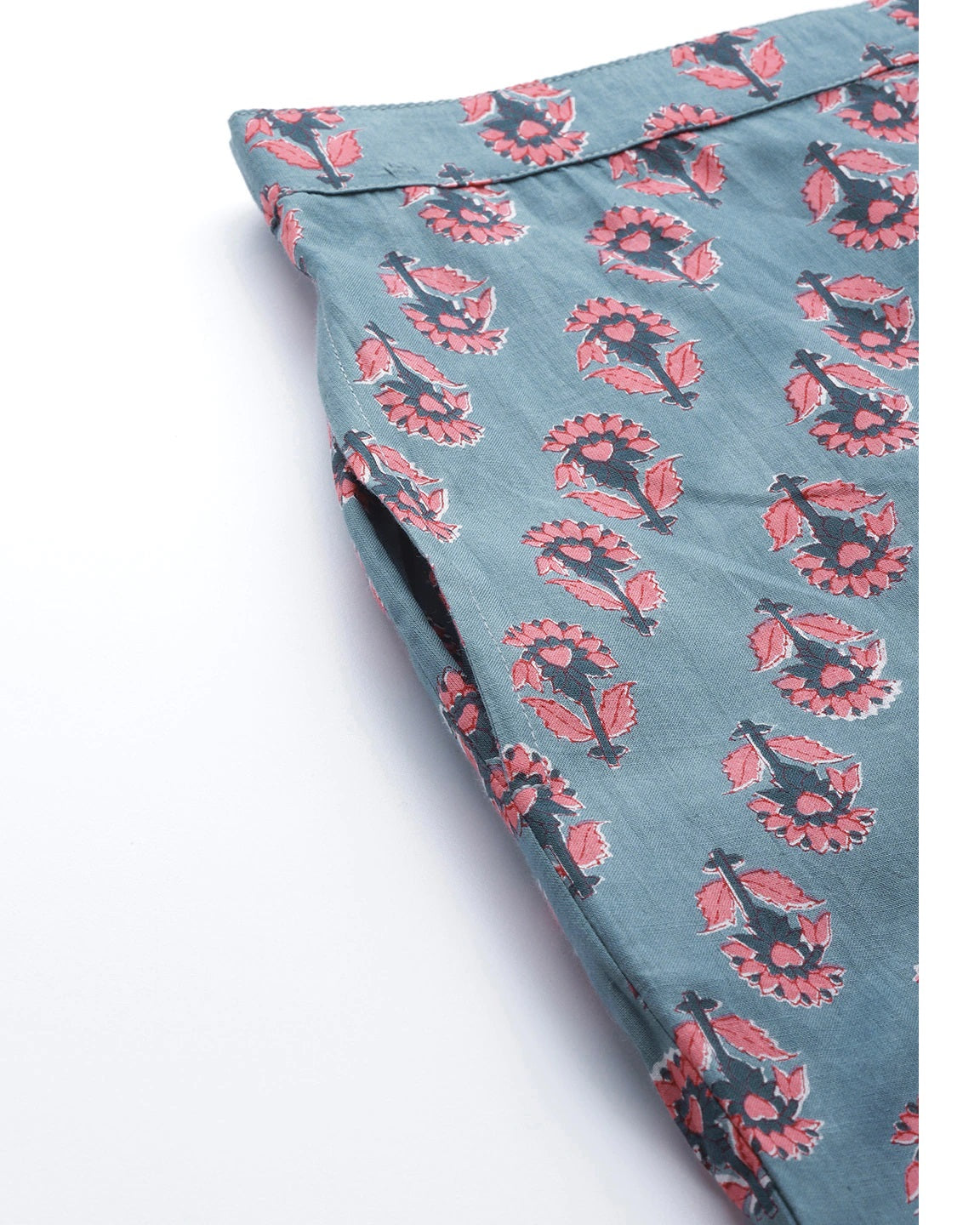 Women's Grey and pink Floral Printed Night Suit