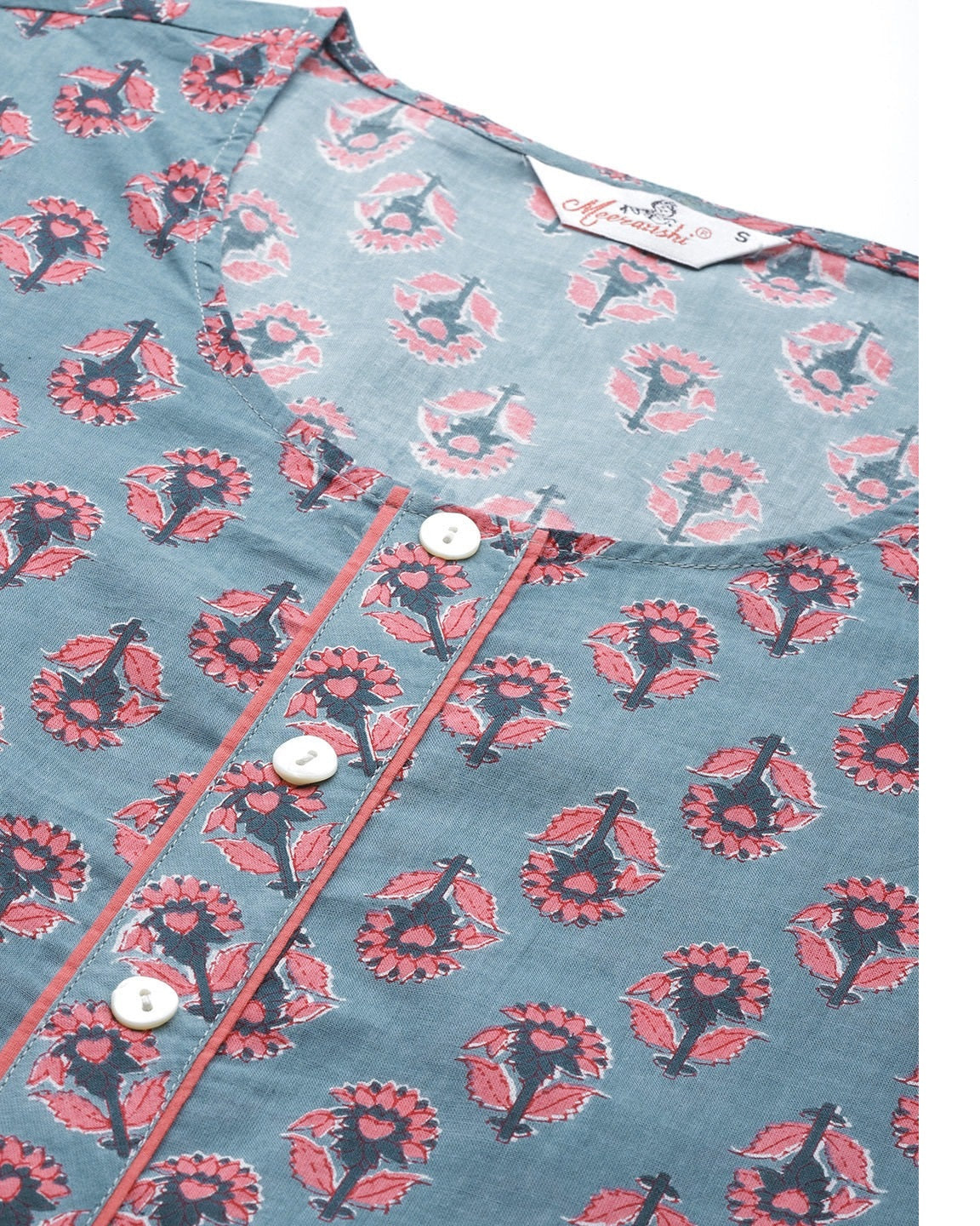 Women's Grey and pink Floral Printed Night Suit