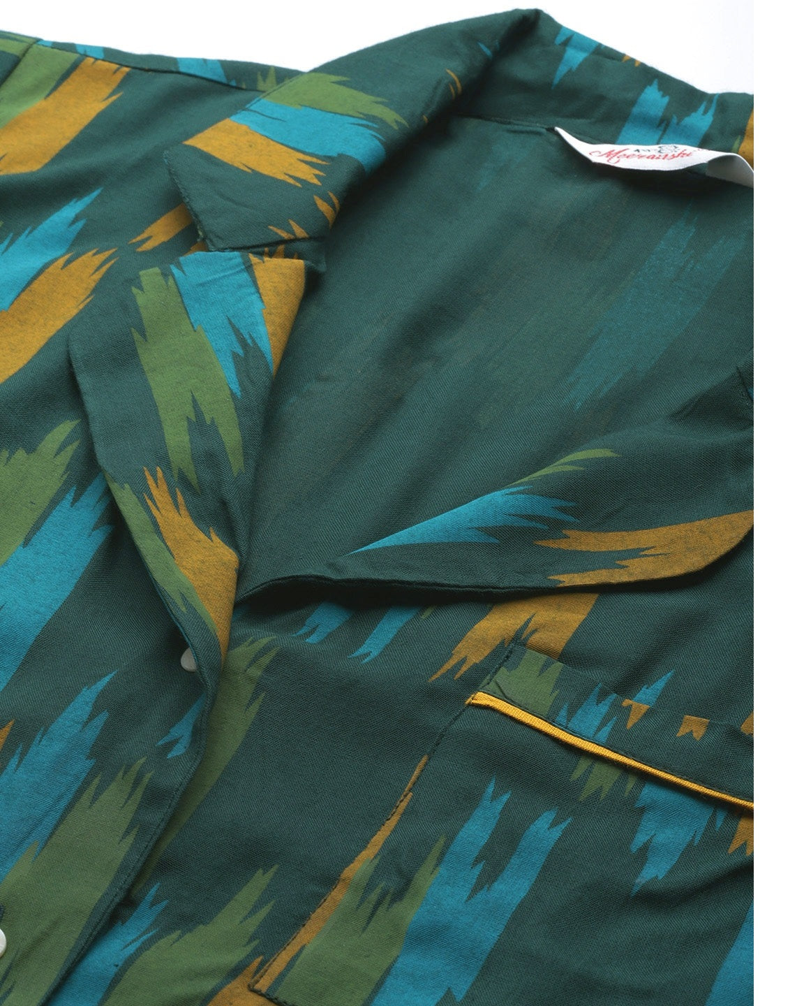 Women's Green & Mustard Printed Night suit