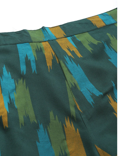 Women's Green & Mustard Printed Night suit