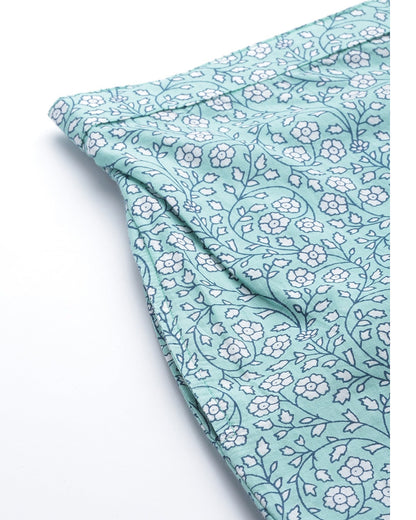 Women's Printed Sea Green Night suit