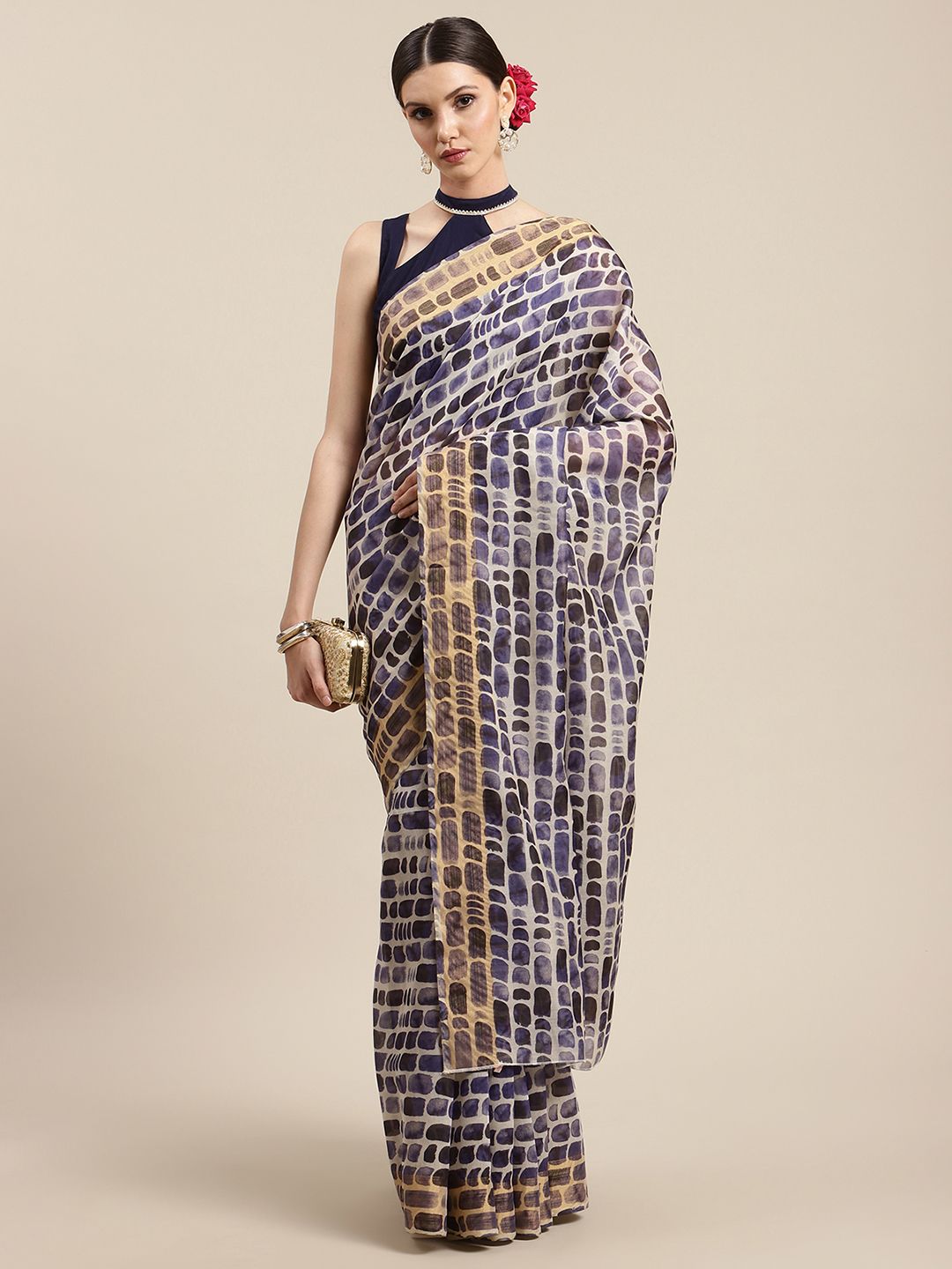 Women's Purple Chanderi Digital Print Saree