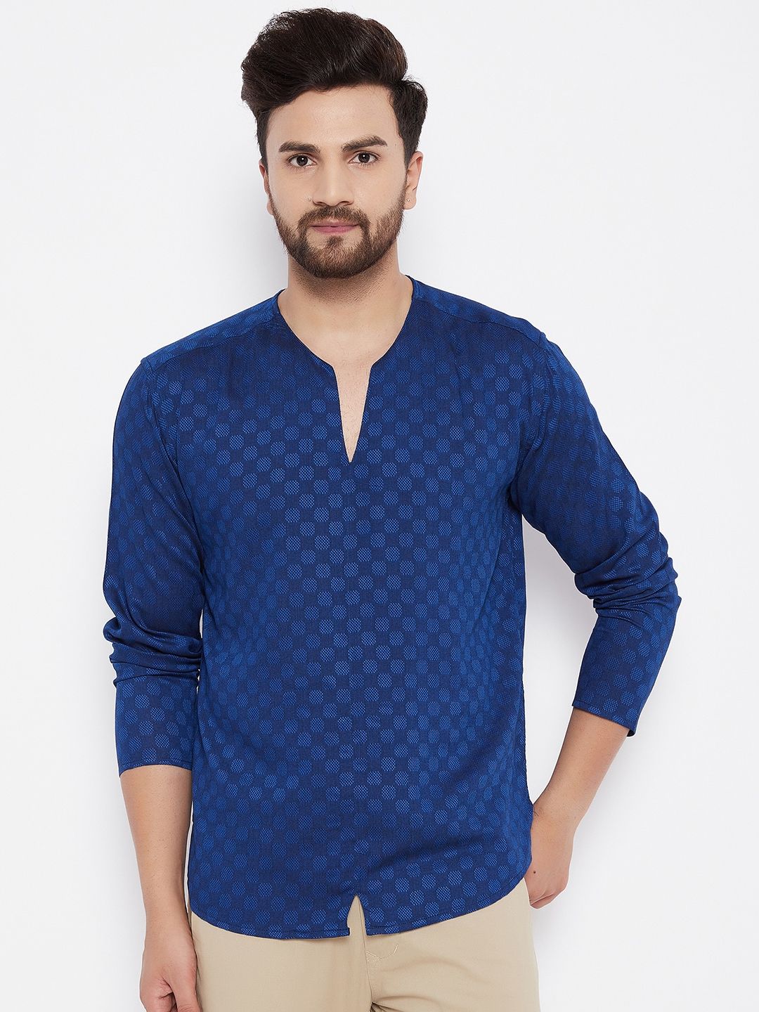 Men's Woven Design Straight  Kurta
