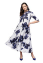 Women White Printed Dress by Myshka (