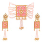 Women's gold plated traditiona padmavati pearl kundan necklace with earrings ml118bl