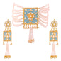 Women's gold plated traditiona padmavati pearl kundan necklace with earrings ml118bl