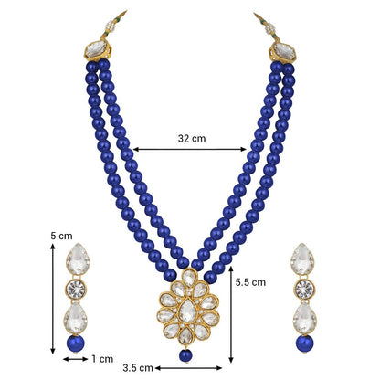 Women's traditional gold plated pearl kundan necklace set with earrings ml140g