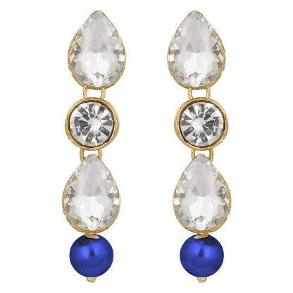 Women's traditional gold plated pearl kundan necklace set with earrings ml140g