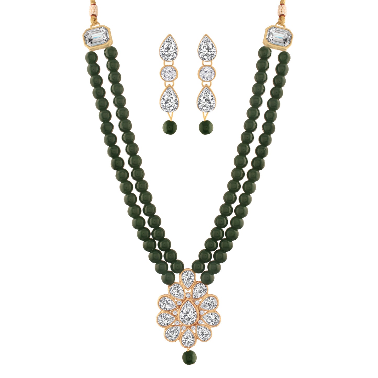 Women's traditional gold plated pearl kundan necklace set with earrings ml140g