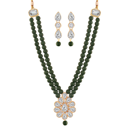 Women's traditional gold plated pearl kundan necklace set with earrings ml140g