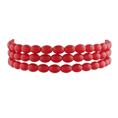 Women's Gold Plated Red Handcrafted 3 Layer Light Weighted Ruby Pearl Choker Necklace Set