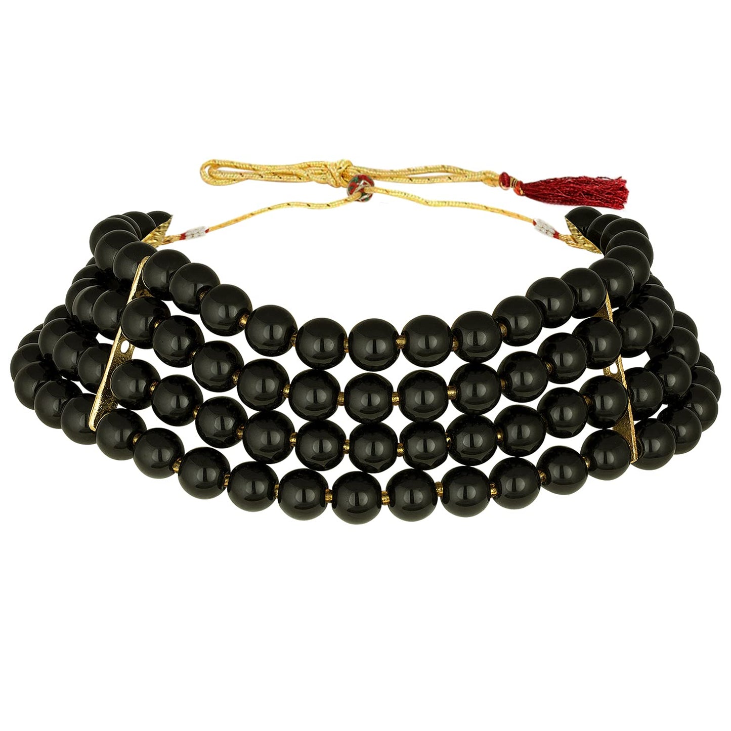 Women's 18k Gold Plated Black Pearl Beaded Choker Se