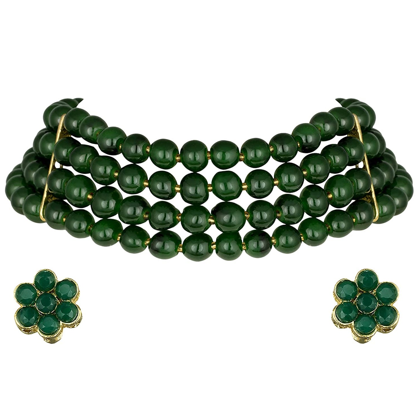 Women's 18k Gold Plated Black Pearl Beaded Choker Se