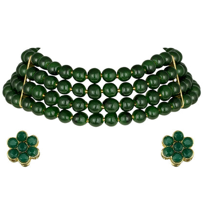 Women's 18k Gold Plated Black Pearl Beaded Choker Se