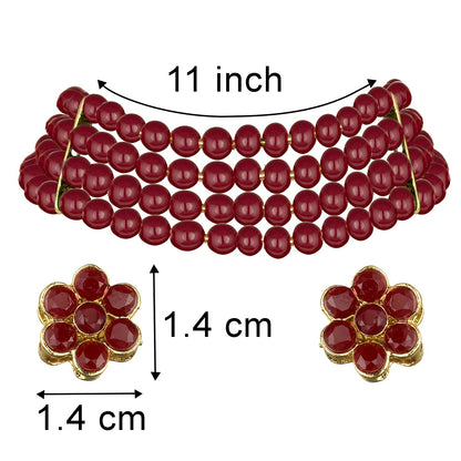 Women's 18k Gold Plated Black Pearl Beaded Choker Se
