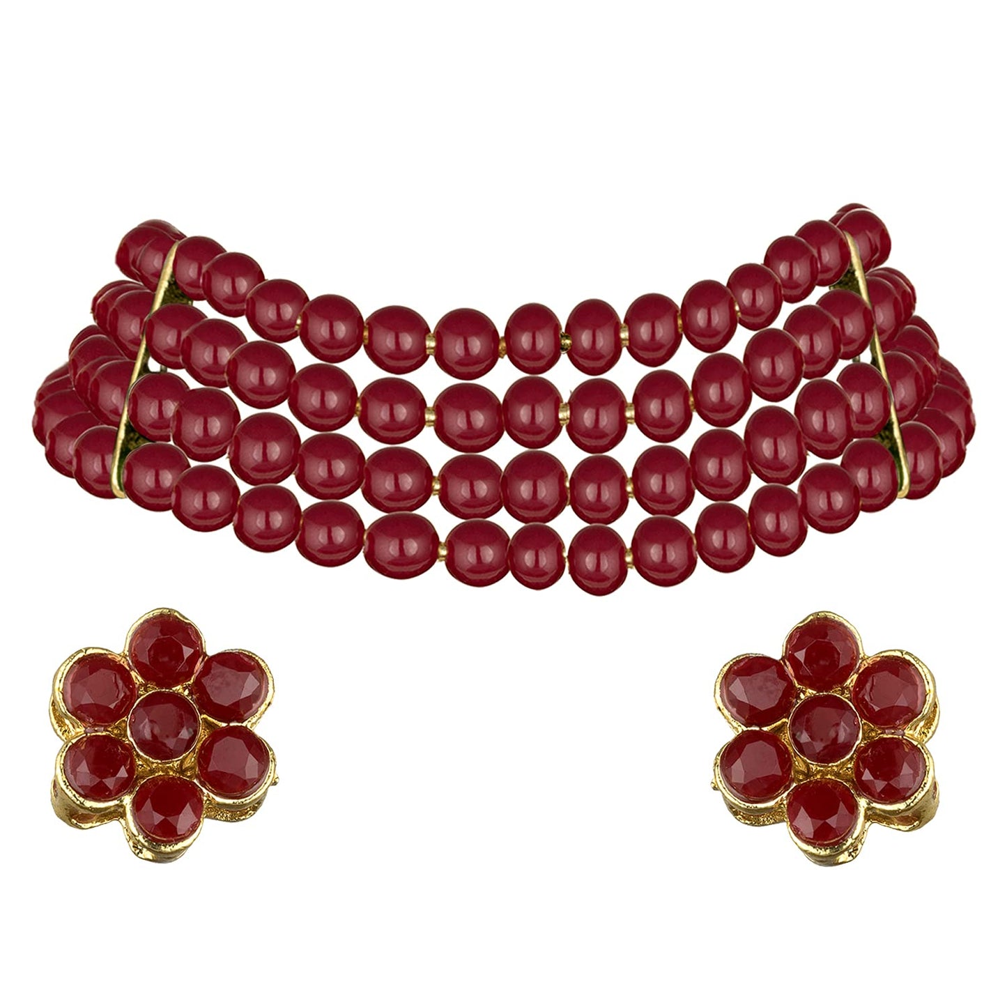 Women's 18k Gold Plated Black Pearl Beaded Choker Se