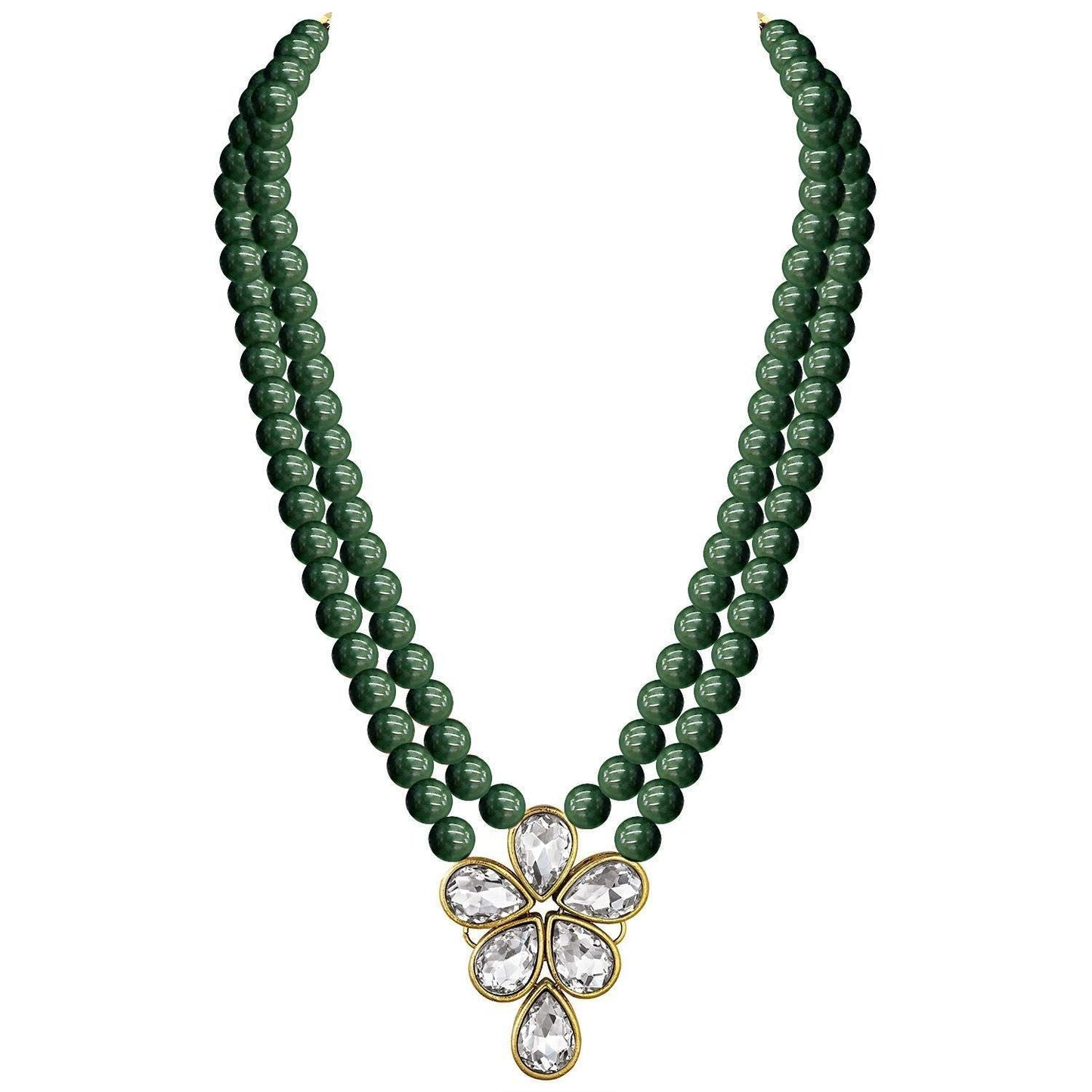 Women's 18k Gold Plated Traditional Kundan & Pearl Studded Necklace Jewellery Set