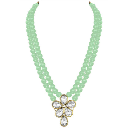 Women's 18k Gold Plated Traditional Kundan & Pearl Studded Necklace Jewellery Set