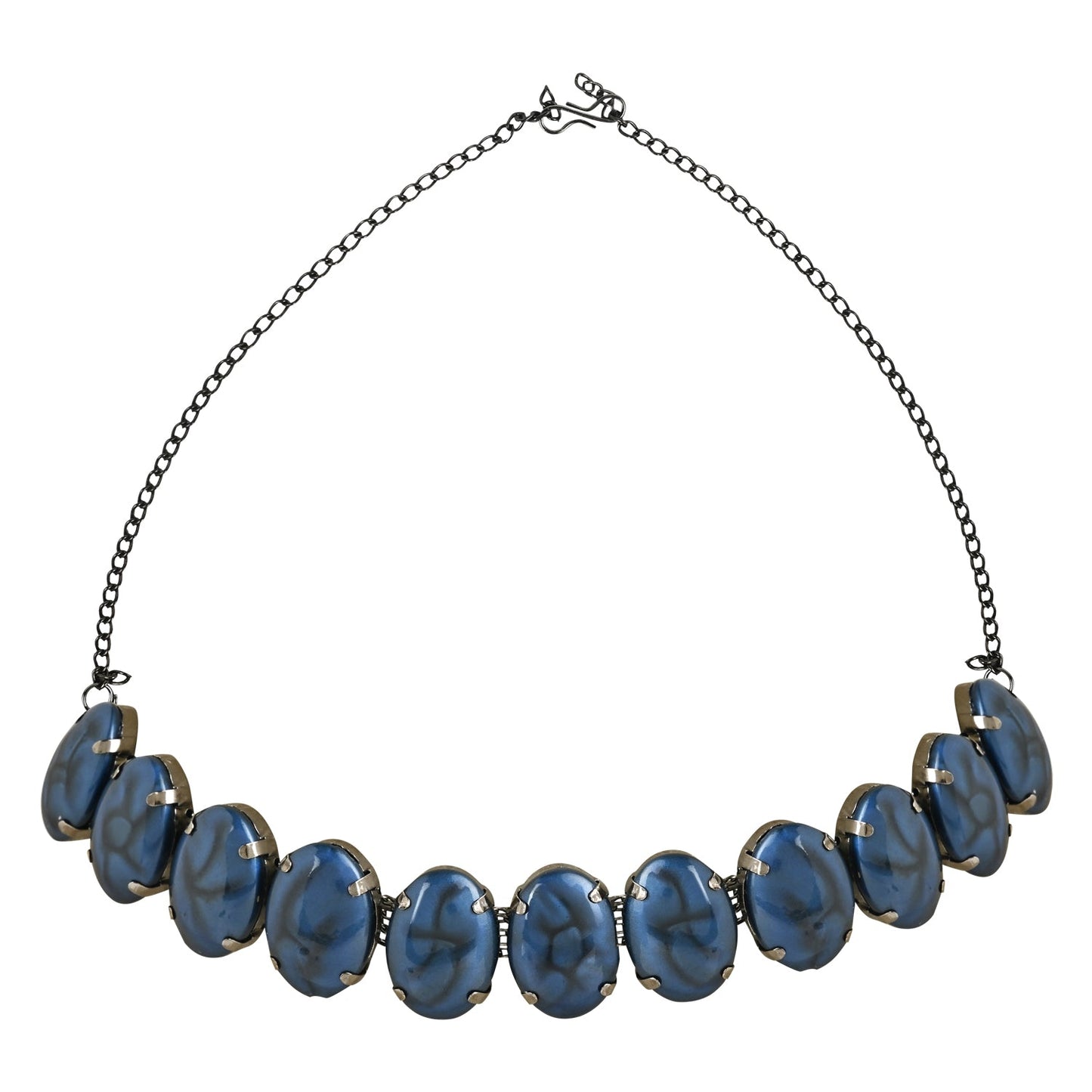 Women's Glamorous Fashionable Eye-Catching Blue Beaded Choker and Earrings Set