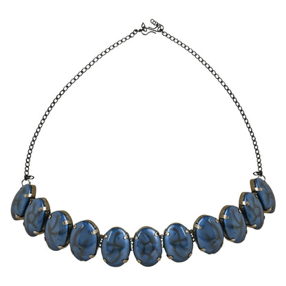 Women's Glamorous Fashionable Eye-Catching Blue Beaded Choker and Earrings Set
