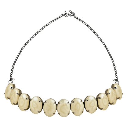 Women's Glamorous Fashionable Eye-Catching Cream Beaded Choker and Earrings Set
