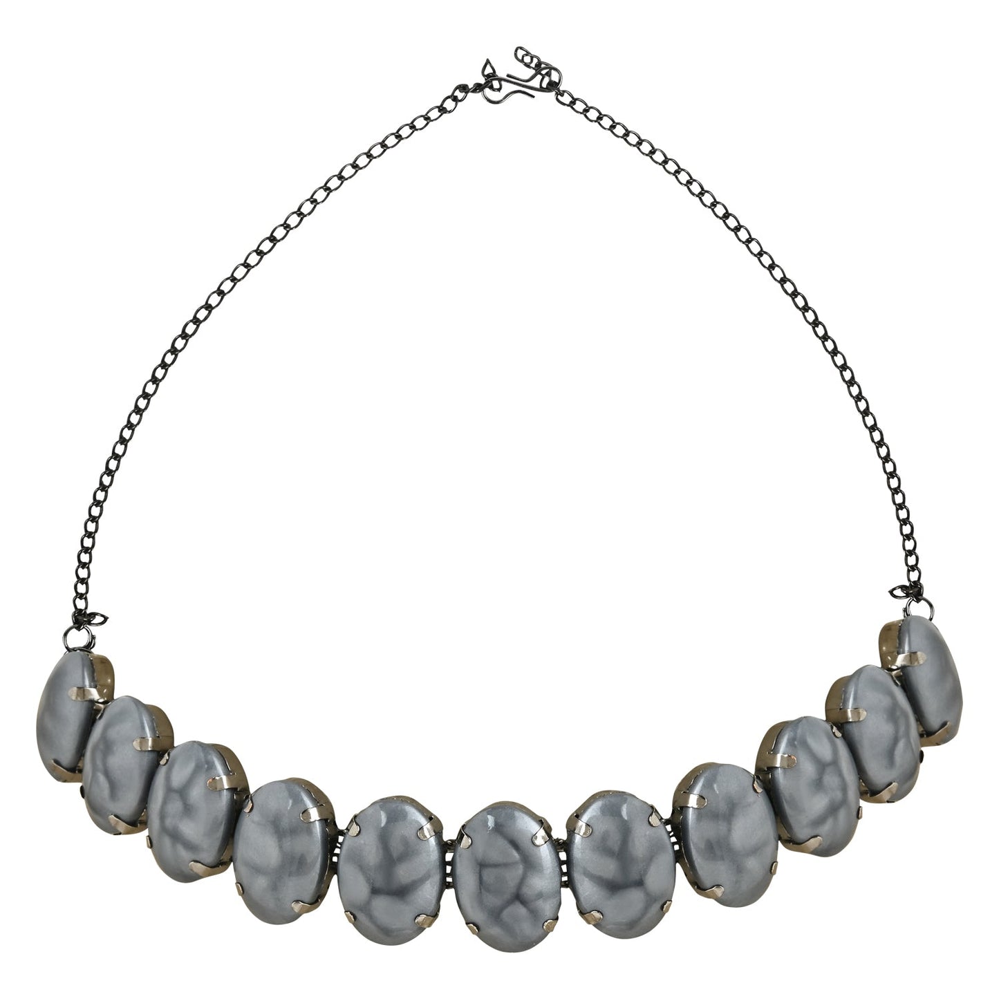 Women's Glamorous Fashionable Eye-Catching Grey Beaded Choker and Earrings Set