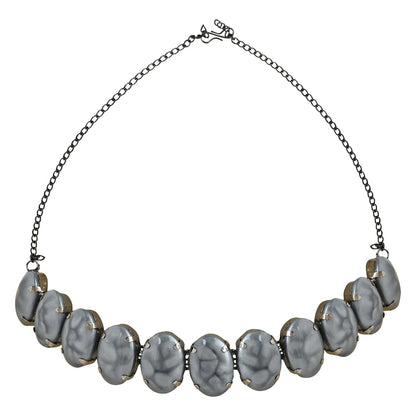 Women's Glamorous Fashionable Eye-Catching Grey Beaded Choker and Earrings Set