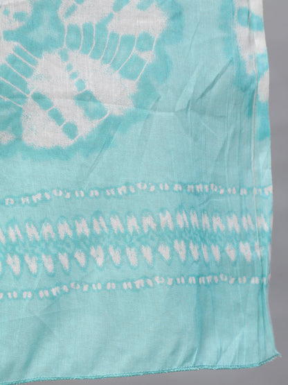 Women's Blue Floral Printed Flared Maternity Dress with Dupatta