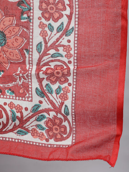 Women's Maroon Printed Flared Maternity Dress With Dupatta