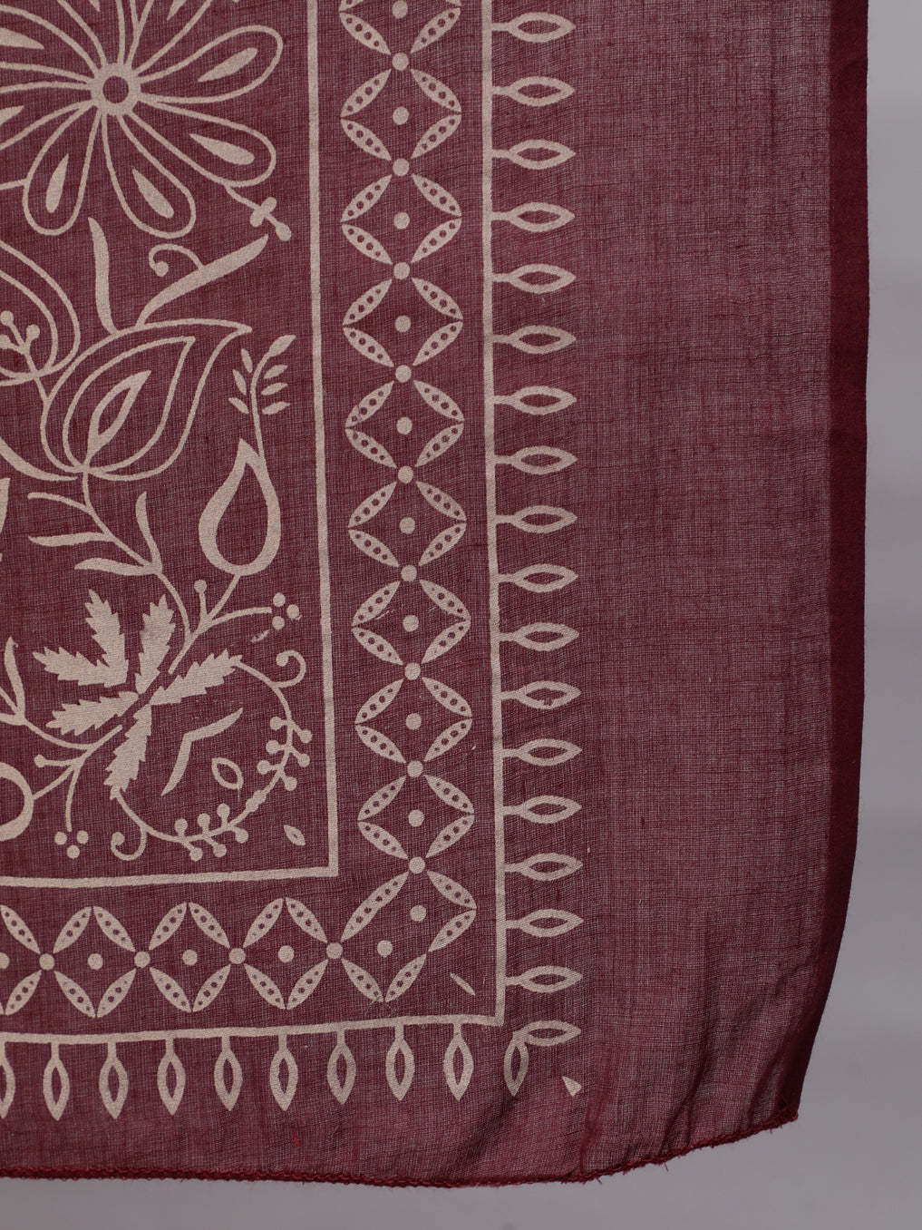 Women's Burgundy Printed Flared Maternity Dress Dupatta
