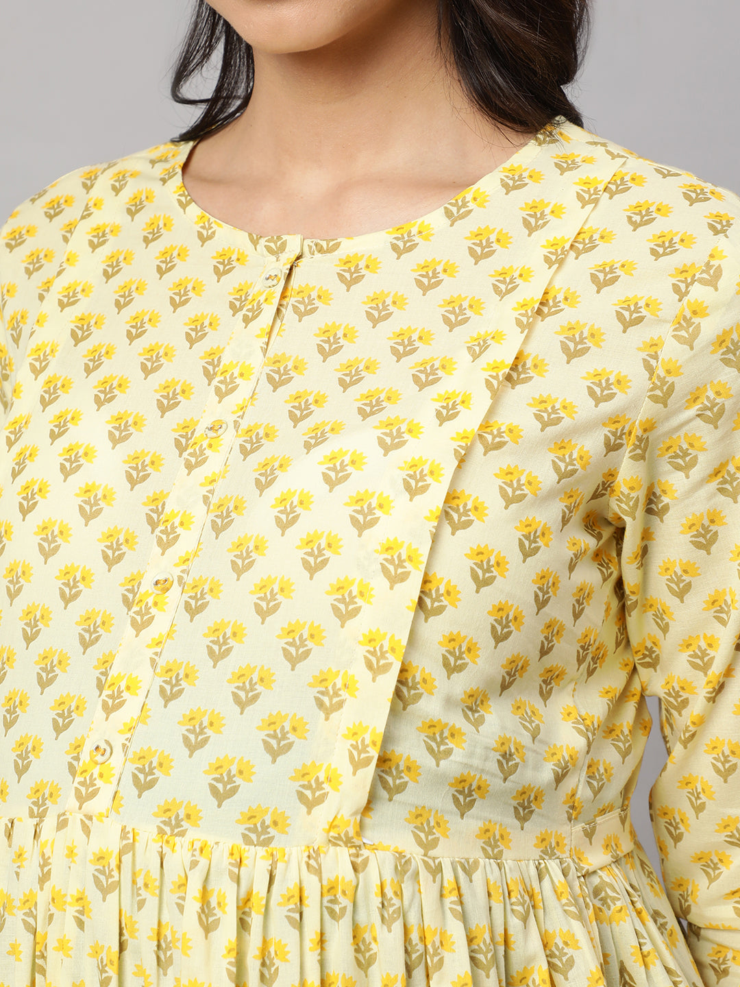 Women's Cream Printed Maternity Dress