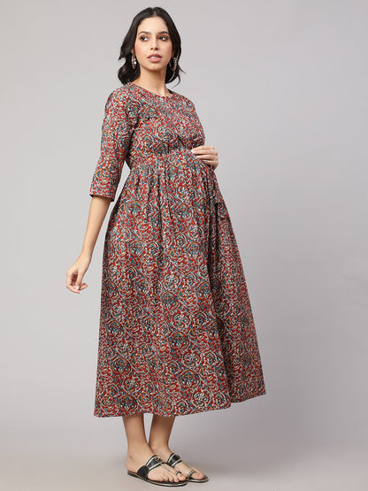 Women's Multi Printed Maternity Dress