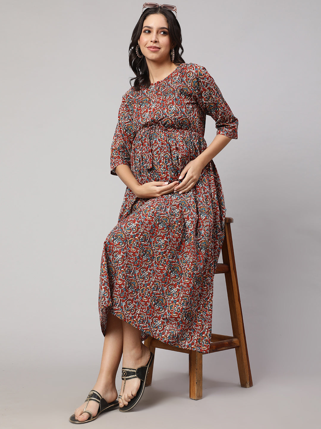 Women's Multi Printed Maternity Dress