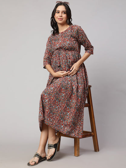 Women's Multi Printed Maternity Dress