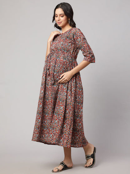 Women's Multi Printed Maternity Dress
