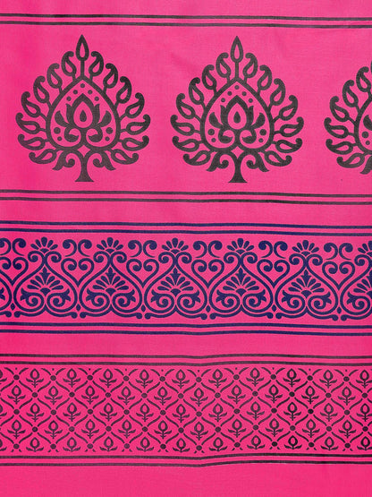Women's Pink Art Silk Printed Saree