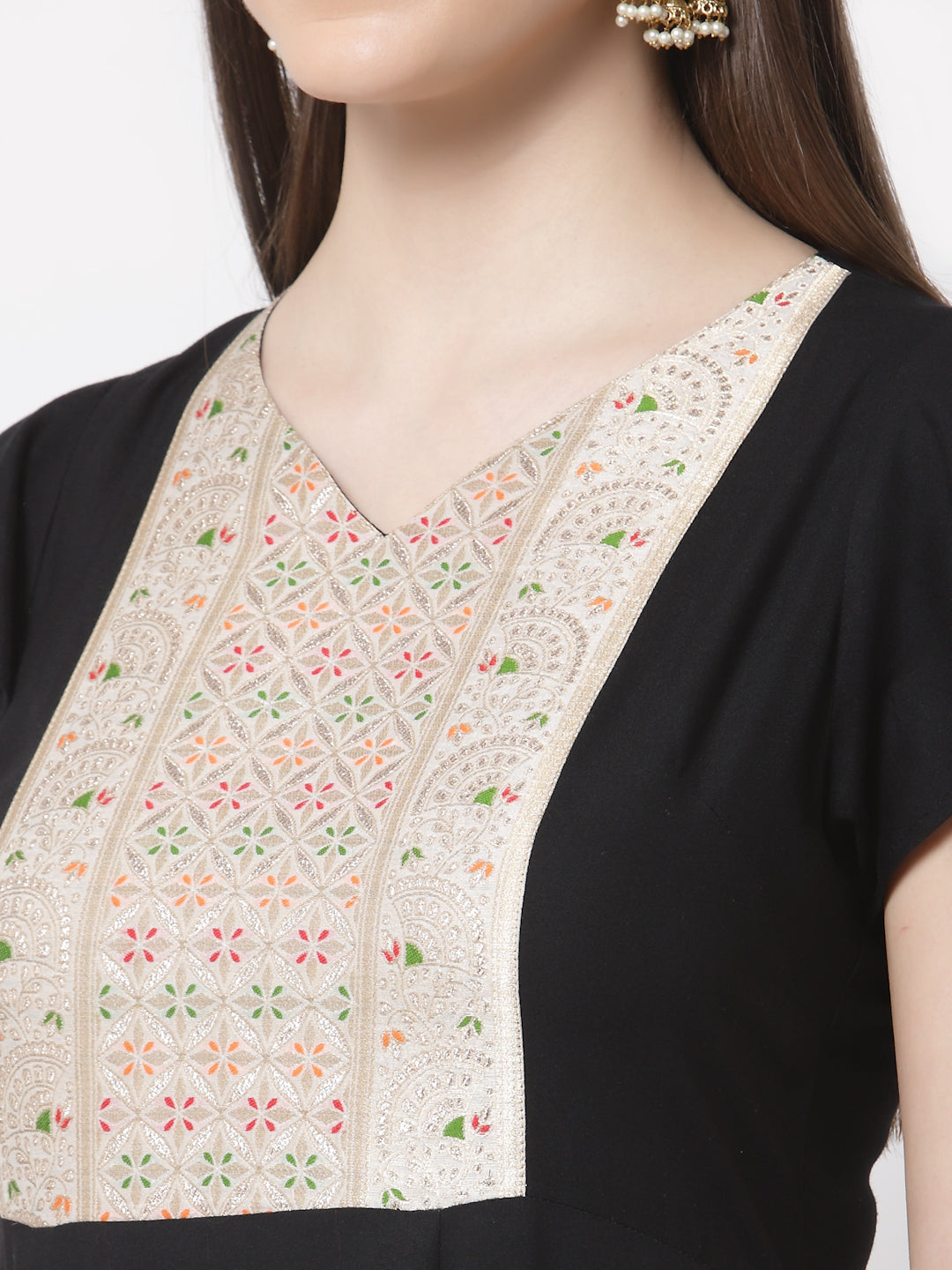 Women's Stylish Rayon V Neck Half Sleeve Embroidered Anarkali Kurta with Dupatta