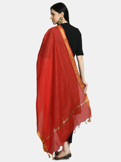 Women's Red Printed Casual Silk Blend Dupatta