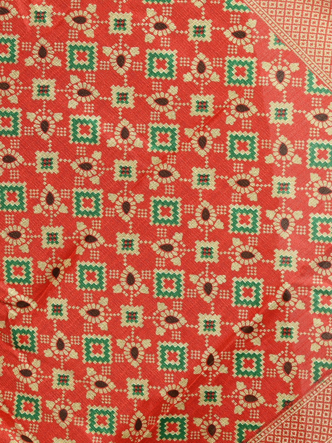 Women's Red Printed Casual Silk Blend Dupatta