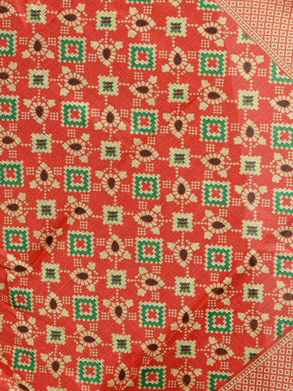 Women's Red Printed Casual Silk Blend Dupatta