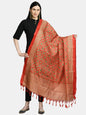 Women's Red Printed Casual Silk Blend Dupatta
