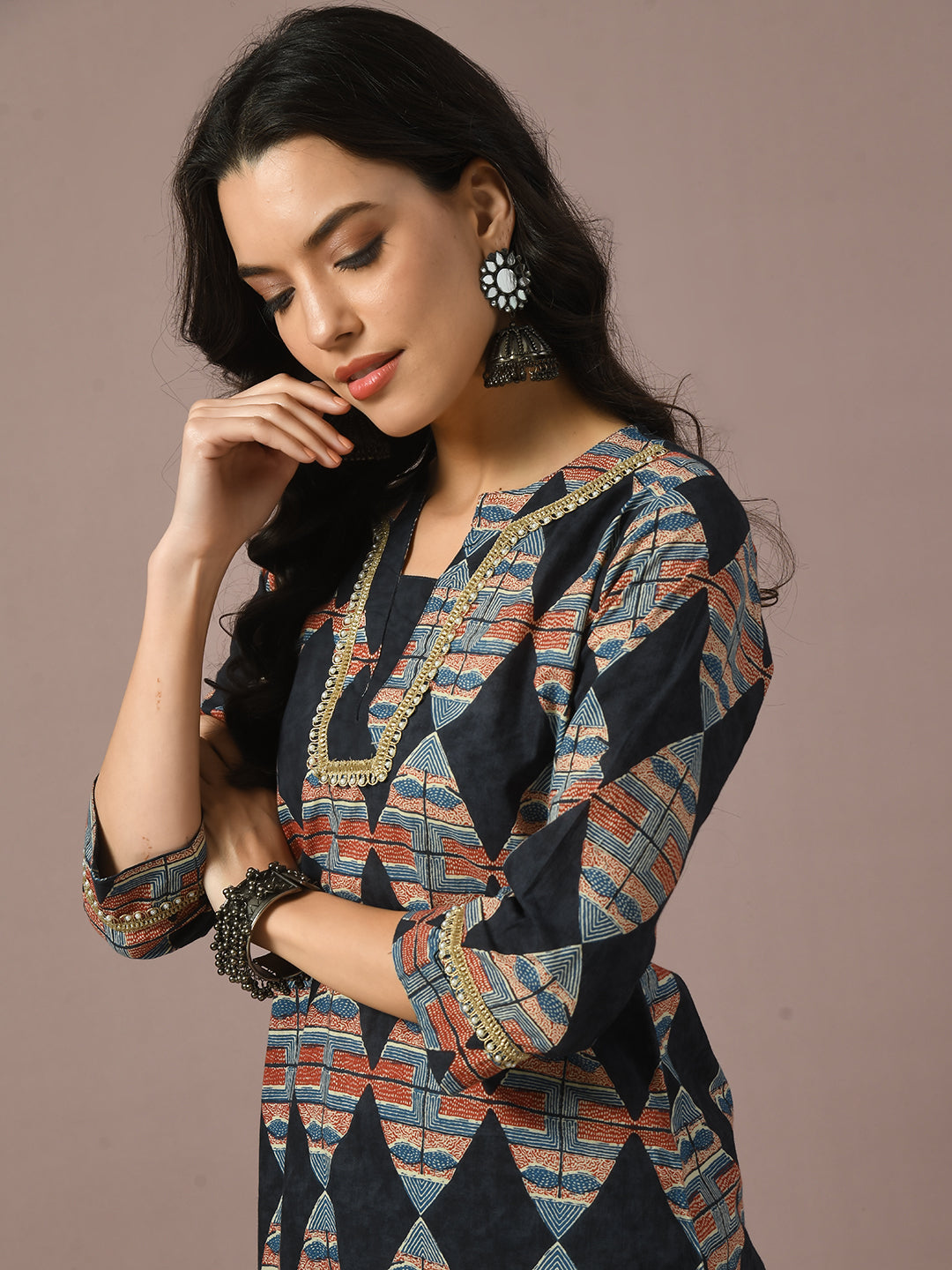 Women's  Multi Printed Cotton Straight Party Kurta Sets