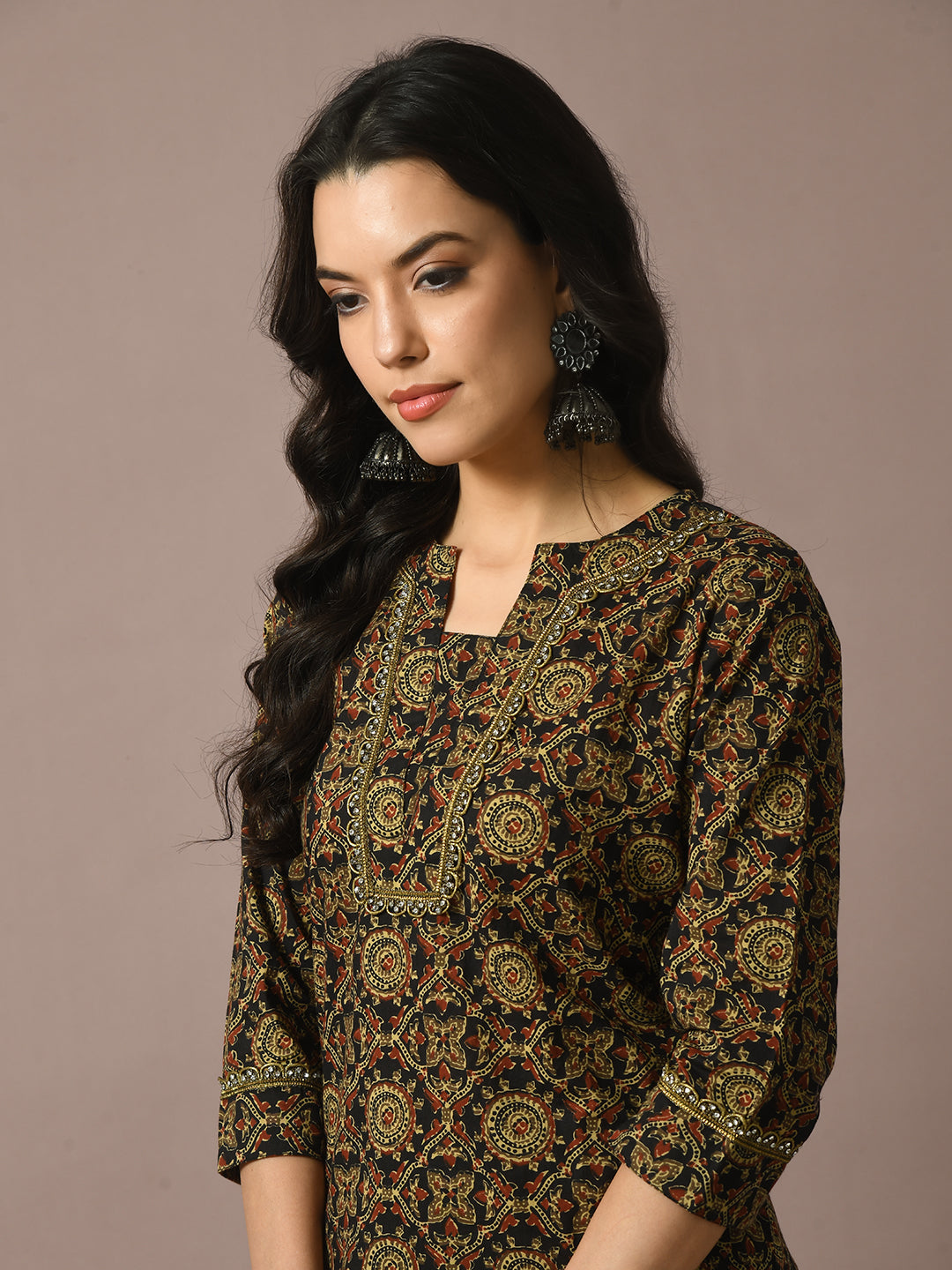 Women's  Multi Printed Cotton Straight Party Kurta Sets